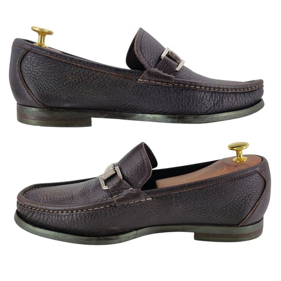 Allen Edmonds Italy Firenze Dress Shoes Men 9 Brown Pebble Grain Calf Bit Loafer - Picture 8 of 13